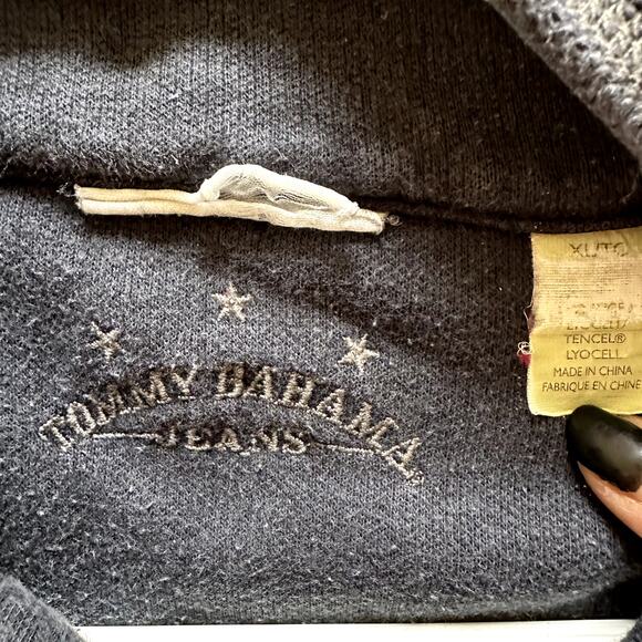 Tommy Bahama 1/4 Zip Sweater Stand Collar Pullover Navy Blue XLarge - Picture 2 of 4